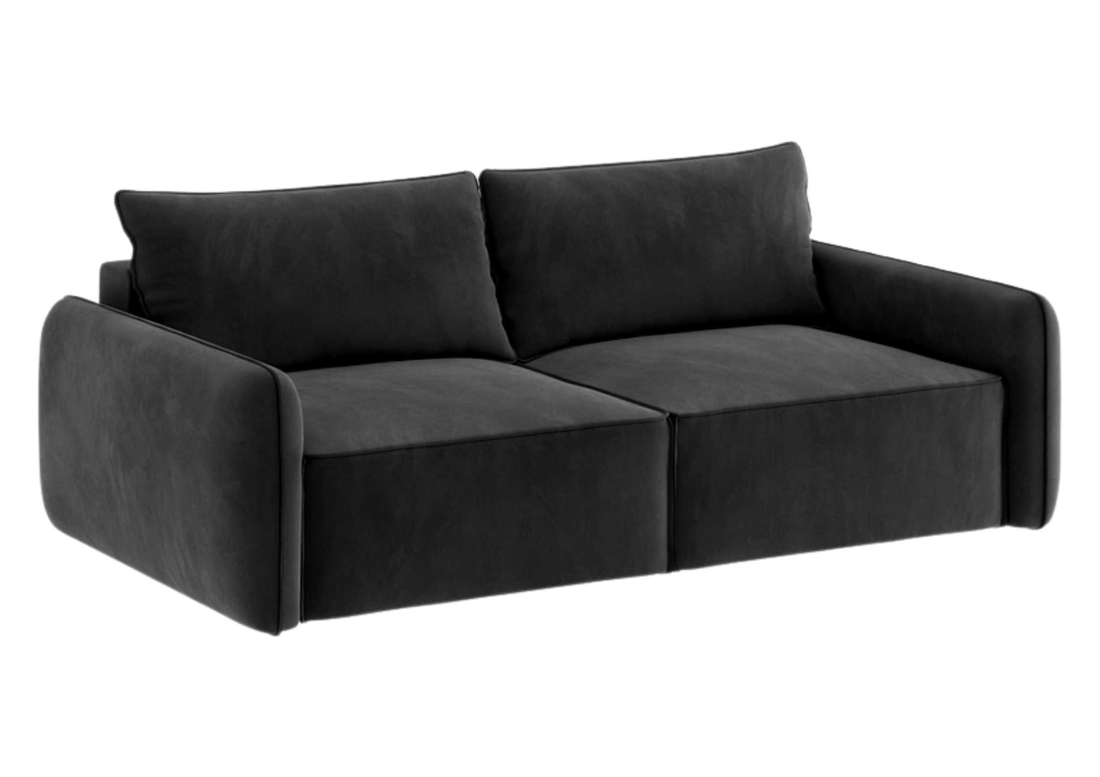 Mała czarna sofa modułowa z szwem zewnętrznym